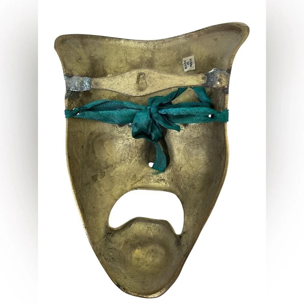 Vintage Brass Theater Mask Wall Decor Comedy Tragedy Drama Face